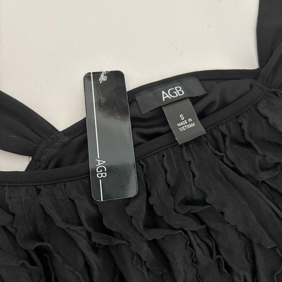 Y2K Vtg 90s AGB Black Ruffle Sleeveless Tank Top Women's Size S Chic - Picture 5 of 5